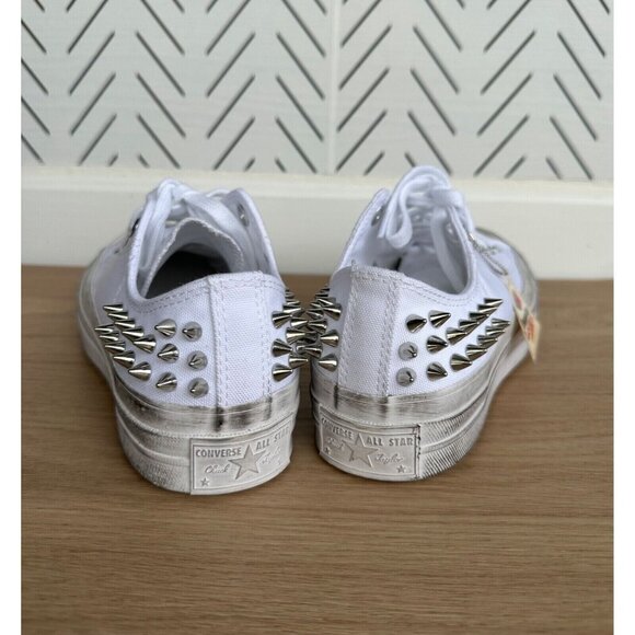 ⭐Rare Converse Chuck 70 Stud Low Edge 9 Womens Shoes Sneakers White Punk A07208C - Picture 9 of 13